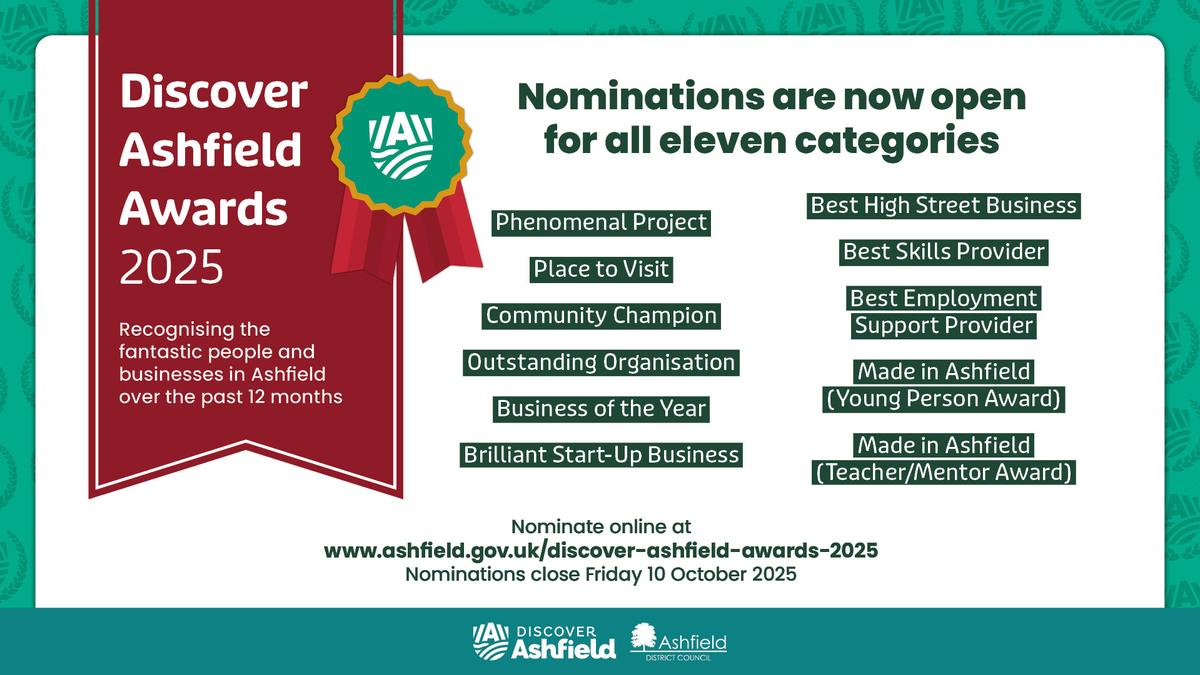 Discover Ashfield Awards 2025 – now open!